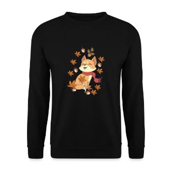 Maple Cat Leaf Autumn Hello Autumn - Unisex Sweatshirt - black - Front - Alina (178cm) & Michal (187cm)