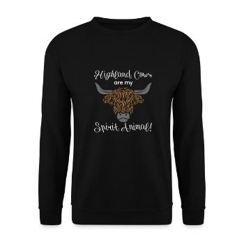 Schottische Hochlandkuh - Unisex Pullover - Schwarz - Vorne - Alina (178cm) & Michal (187cm)