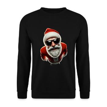 Cooler Weihnachtsmann Weihnachten Sonnenbrille - Unisex Pullover - Schwarz - Vorne - Alina (178cm) & Michal (187cm)