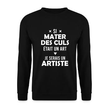 Mater des culs / Phrase Drôle Beauf / Humour - Sweat-shirt Unisexe - noir - Devant - Alina (178cm) & Michal (187cm)