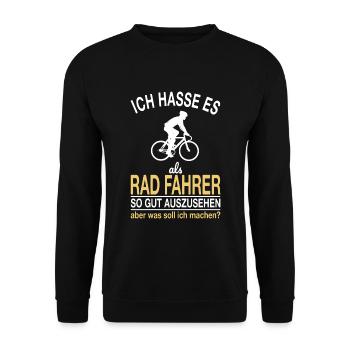 Lustiger Rad Fahrer Spruch - Unisex Pullover - Schwarz - Vorne - Alina (178cm) & Michal (187cm)