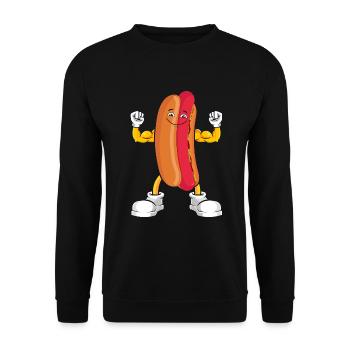 Hot Dog Bodybuilding Fitness Gym Gift - Unisex Sweatshirt - black - Front - Alina (178cm) & Michal (187cm)
