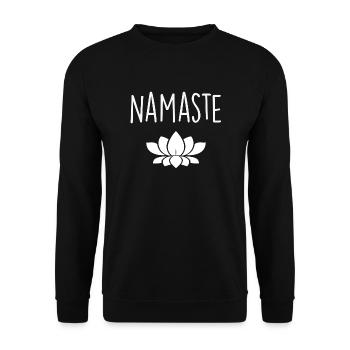 Namaste Lotusblüte - Unisex Pullover - Schwarz - Vorne - Alina (178cm) & Michal (187cm)