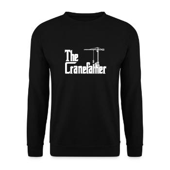 The Cranefather Kranführer Kran Crane Operator - Unisex Pullover - Schwarz - Vorne - Alina (178cm) & Michal (187cm)