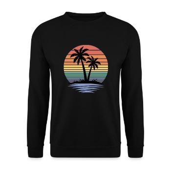 Tropical Island Palm Trees Beach Sommerurlaub - Unisex Pullover - Schwarz - Vorne - Alina (178cm) & Michal (187cm)