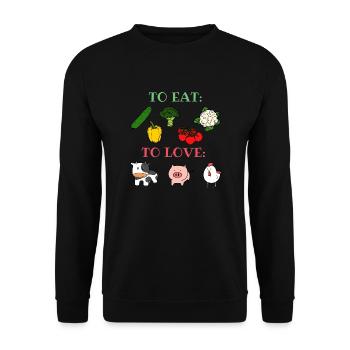 Amis pas de nourriture Animal Amour Légumes Végétalien herbie - Sweat-shirt Unisexe - noir - Devant - Alina (178cm) & Michal (187cm)