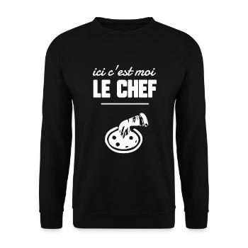 Ici c’est moi le chef - Sweat-shirt Unisexe - noir - Devant - Alina (178cm) & Michal (187cm)