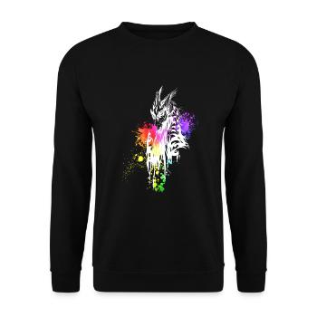 Dragon rainbow blobs white - Unisex Sweatshirt - black - Front - Alina (178cm) & Michal (187cm)