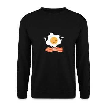 Meditating Egg & Bacon - Nourriture pour œufs au plat Yoga - Sweat-shirt Unisexe - noir - Devant - Alina (178cm) & Michal (187cm)
