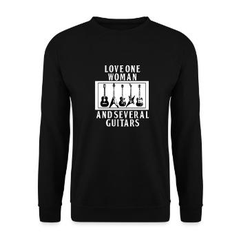 LOVE ONE WOMAN AND SEVERAL GUITARS - Unisex Sweatshirt - black - Front - Alina (178cm) & Michal (187cm)
