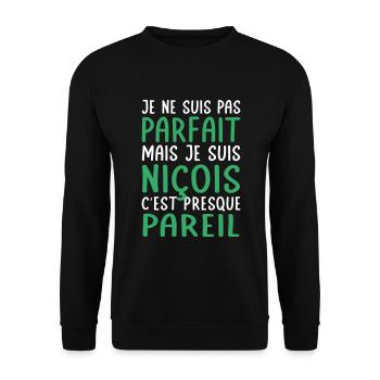 Je ne suis pas parfait mais je suis Niçois - Sweat-shirt Unisexe - noir - Devant - Alina (178cm) & Michal (187cm)
