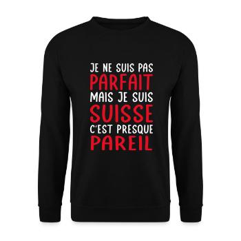 Je ne suis pas parfait mais je suis Suisse - Sweat-shirt Unisexe - noir - Devant - Alina (178cm) & Michal (187cm)
