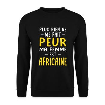 Rien ne me fait peur ma femme est Africaine - Sweat-shirt Unisexe - noir - Devant - Alina (178cm) & Michal (187cm)