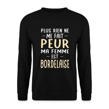 Rien ne me fait peur ma femme est Bordelaise - Sweat-shirt Unisexe - noir - Devant - Alina (178cm) & Michal (187cm)