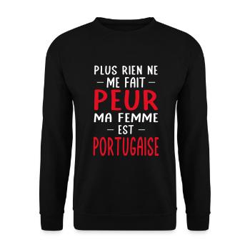 Rien ne me fait peur ma femme est Portugaise - Sweat-shirt Unisexe - noir - Devant - Alina (178cm) & Michal (187cm)