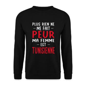 Rien ne me fait peur ma femme est Tunisienne - Sweat-shirt Unisexe - noir - Devant - Alina (178cm) & Michal (187cm)
