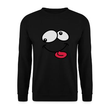Stupide Crazy Grimace Comic Cartoon Face - Sweat-shirt Unisexe - noir - Devant - Alina (178cm) & Michal (187cm)