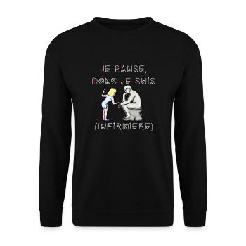 Je Panse donc je suis infirmière - Sweat-shirt Unisexe - noir - Devant - Alina (178cm) & Michal (187cm)