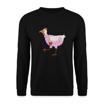 Huhn im Kleid - Unisex Pullover - Schwarz - Vorne - Alina (178cm) & Michal (187cm)