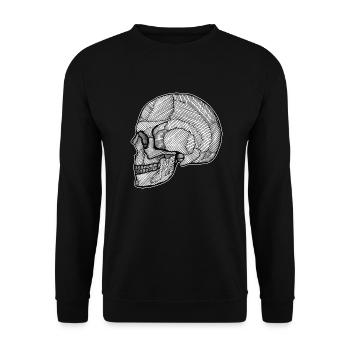 Skull_Lines.png - Unisex Pullover - Schwarz - Vorne - Alina (178cm) & Michal (187cm)
