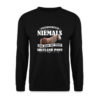 UN Shetland Pony - Unisex Pullover - Schwarz - Vorne - Alina (178cm) & Michal (187cm)