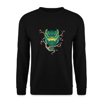 Hibou et fleurs de cerisier - Sweat-shirt Unisexe - noir - Devant - Alina (178cm) & Michal (187cm)