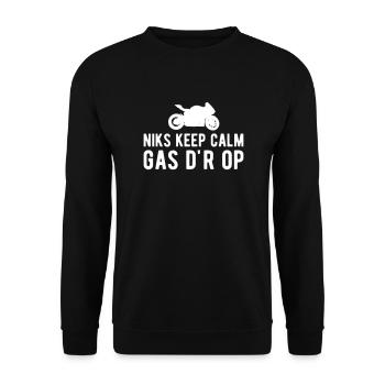 Nichts hält ruhig Gas - Unisex Pullover - Schwarz - Vorne - Alina (178cm) & Michal (187cm)