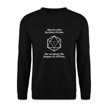W20 - Suchen - Pech - Unisex Pullover - Schwarz - Vorne - Alina (178cm) & Michal (187cm)
