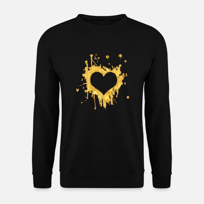 Herz spritzt Gold - Unisex Pullover - Schwarz