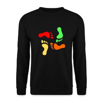 Fußspuren - Unisex Pullover - Schwarz - Vorne - Alina (178cm) & Michal (187cm)