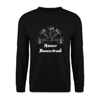 Maenner Blumenstrass weiss - Unisex Pullover - Schwarz - Vorne - Alina (178cm) & Michal (187cm)