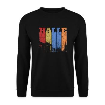 Halle Saale Stadt Design - Unisex Pullover - Schwarz - Vorne - Alina (178cm) & Michal (187cm)