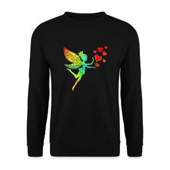 Fee Elfe Herzen Valentinstag Geschenkidee Liebe - Unisex Pullover - Schwarz - Vorne - Alina (178cm) & Michal (187cm)