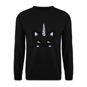 Meowicorn Unicorn Licorne chat enfant chat doux - Sweat-shirt Unisexe - noir - Devant - Alina (178cm) & Michal (187cm)