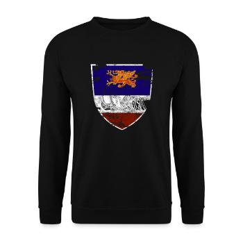 Wappen Rostock Segelschiff Geschenkidee - Unisex Pullover - Schwarz - Vorne - Alina (178cm) & Michal (187cm)