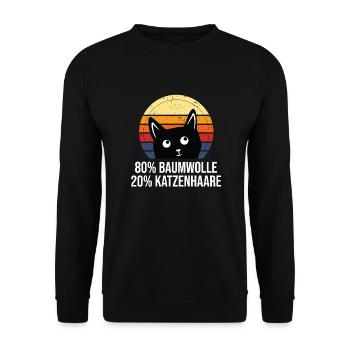 Katzenhaare Schwarze Katze Liebhaber Retro Lustig - Unisex Pullover - Schwarz - Vorne - Alina (178cm) & Michal (187cm)