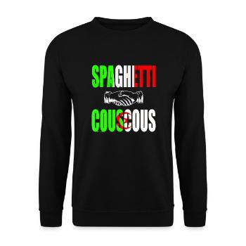 Spaghetti Couscous, nourriture italo-algérienne - Sweat-shirt Unisexe - noir - Devant - Alina (178cm) & Michal (187cm)