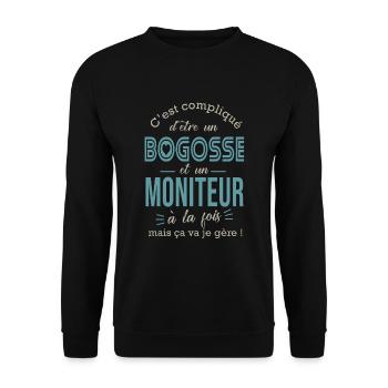 moniteur métier moniteur cadeau homme bogosse - Sweat-shirt Unisexe - noir - Devant - Alina (178cm) & Michal (187cm)