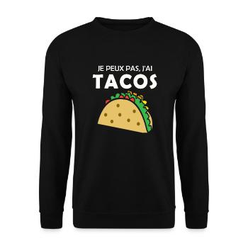 je peux pas j'ai tacos - Sweat-shirt Unisexe - noir - Devant - Alina (178cm) & Michal (187cm)