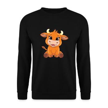 Taureau drôle de chéri de sourire - Sweat-shirt Unisexe - noir - Devant - Alina (178cm) & Michal (187cm)