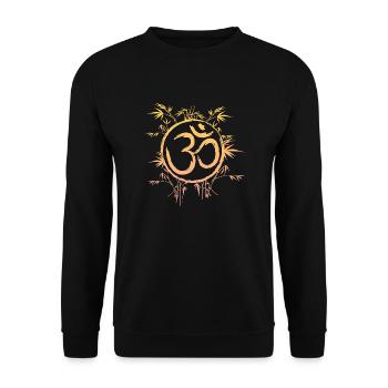 Yoga Om Aum Damen Mandala Buddha Hatha Vinyasa Goa - Unisex Pullover - Schwarz - Vorne - Alina (178cm) & Michal (187cm)