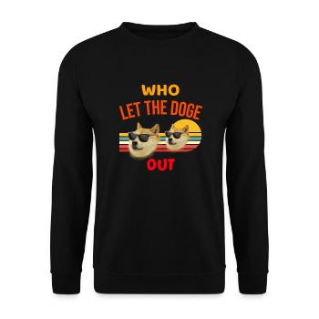 Dogecoin - Who let the doge out - Unisex Sweatshirt - black - Front - Alina (178cm) & Michal (187cm)