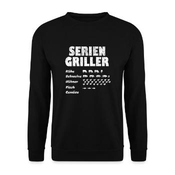 Serien Griller Männer Geschenk BBQ Seriengriller - Unisex Pullover - Schwarz - Vorne - Alina (178cm) & Michal (187cm)