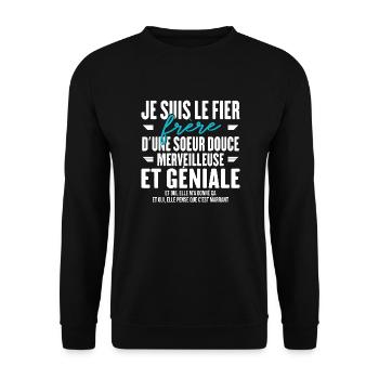 Le Fier Frère D'une Sœur Idée Originale Humour - Sweat-shirt Unisexe - noir - Devant - Alina (178cm) & Michal (187cm)