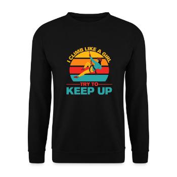 Climb Like A Girl Mountain Climbing - Unisex Sweatshirt - black - Front - Alina (178cm) & Michal (187cm)