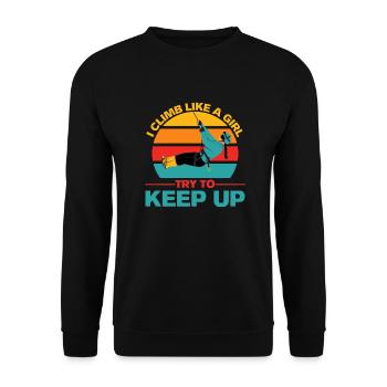 Climb Like A Girl Girl Rock Climbing - Unisex Sweatshirt - black - Front - Alina (178cm) & Michal (187cm)