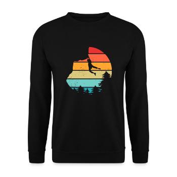 Vintage Retro Sport Climbing Bouldering - Unisex Sweatshirt - black - Front - Alina (178cm) & Michal (187cm)