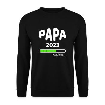 Papa 2023 Geburt Schwangerschaft Babypinkeln Idee - Unisex Pullover - Schwarz - Vorne - Alina (178cm) & Michal (187cm)