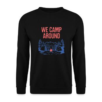 We Camp Around Summer Camping Tropical Camper - Unisex Pullover - Schwarz - Vorne - Alina (178cm) & Michal (187cm)
