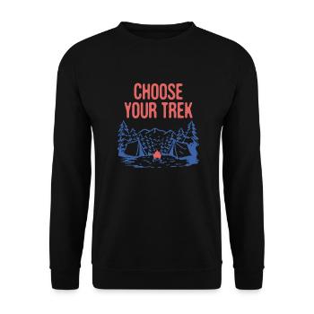 Choose Your Trek Hiking Nature Lover Hiker Trees - Unisex Sweatshirt - black - Front - Alina (178cm) & Michal (187cm)